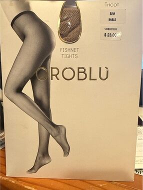 New  OROBLU Tricot Fishnet Stay Ups Stockings Size S / M Sable